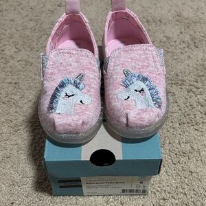 TOMS Kids Pink and Silver Unicorn Alpargatas